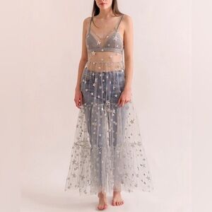 NWOT lirika matoshi stars in her eyes dress in silver size Large